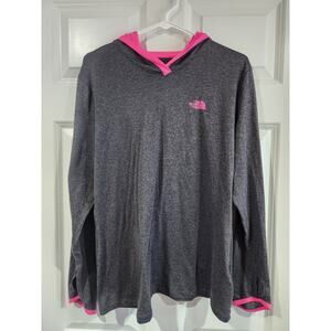 Women's XL Under Armour Flash Dry Long Sleeve Hooded Shirt Gray Hot Pink